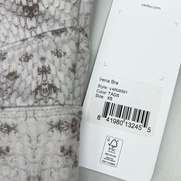 NWT VARLEY Irena Light Support Snakeskin Bra Sz XS Taupe Gray - Picture 5 of 6